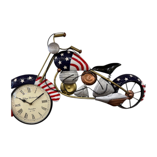 American Flag Motorcycle Wall Clock Decor