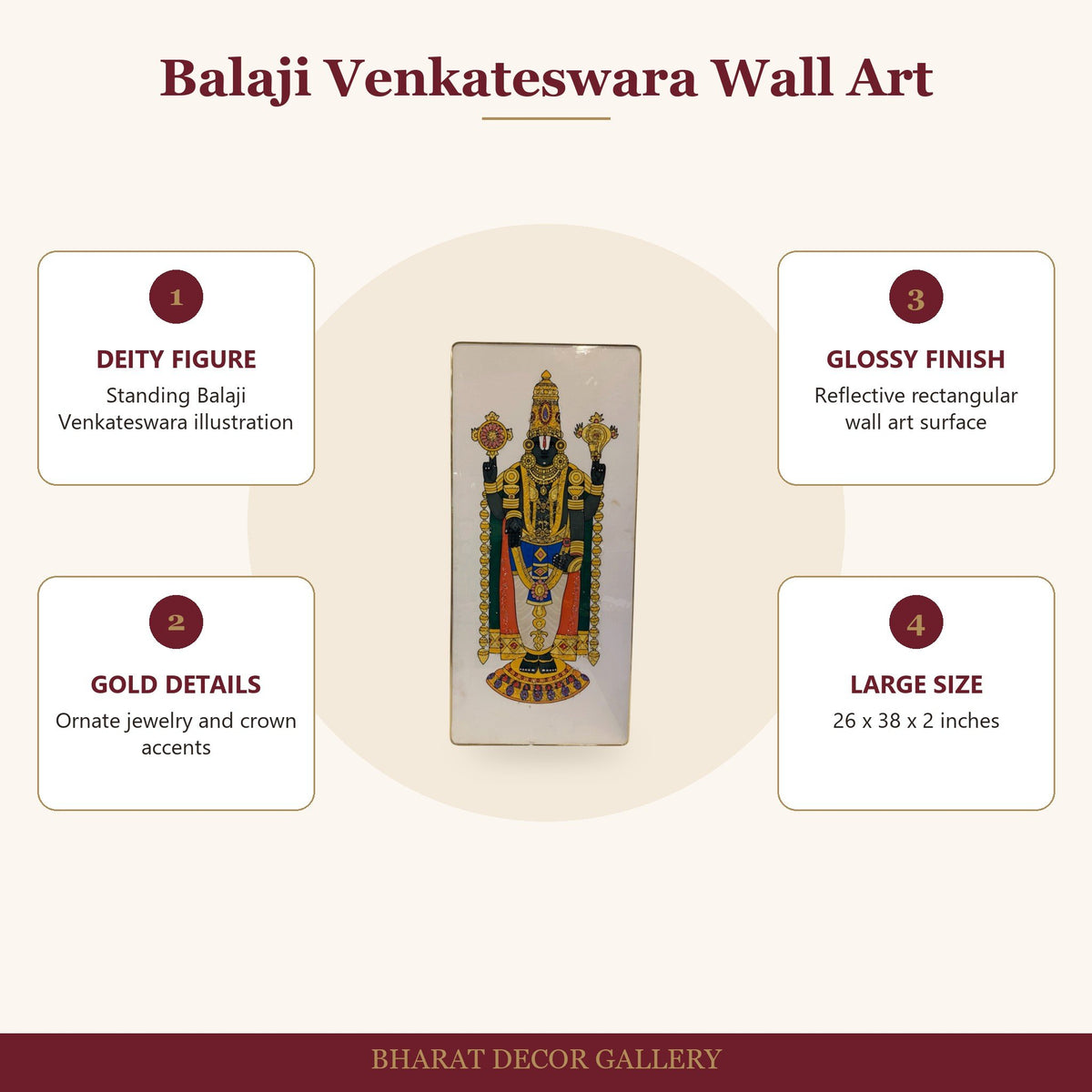 Balaji Venkateswara Wall Art - 26 x 38 in - features