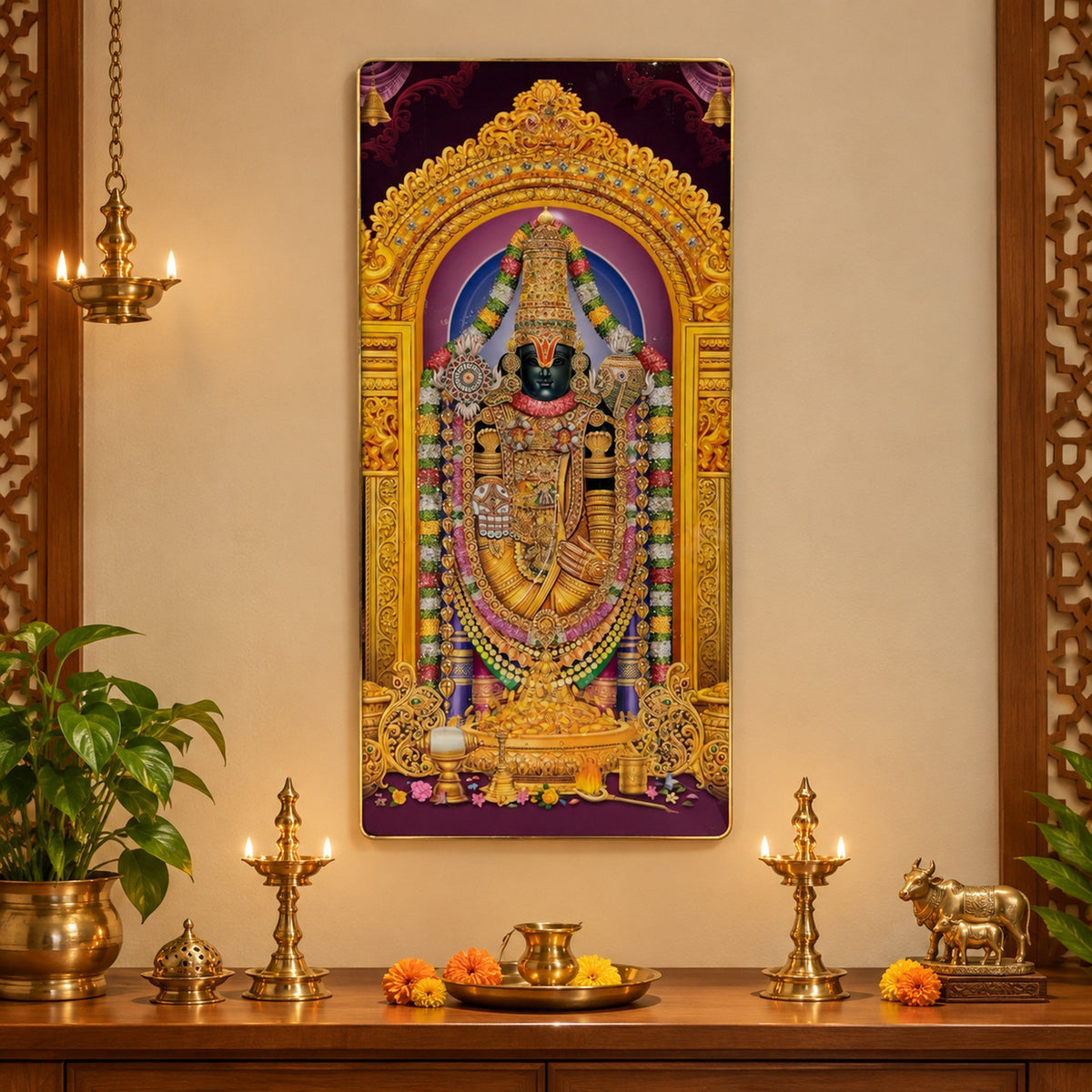 Balaji Wall Art - 24 x 36 Inch Temple Scenery displayed in a home setting