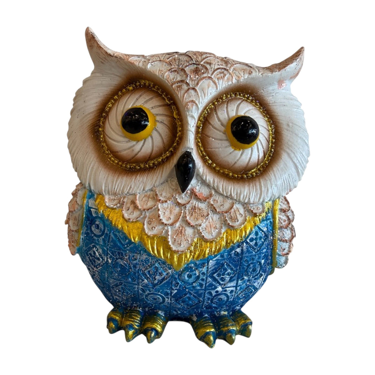Blue Decorative Owl Figurine - 8 Inch