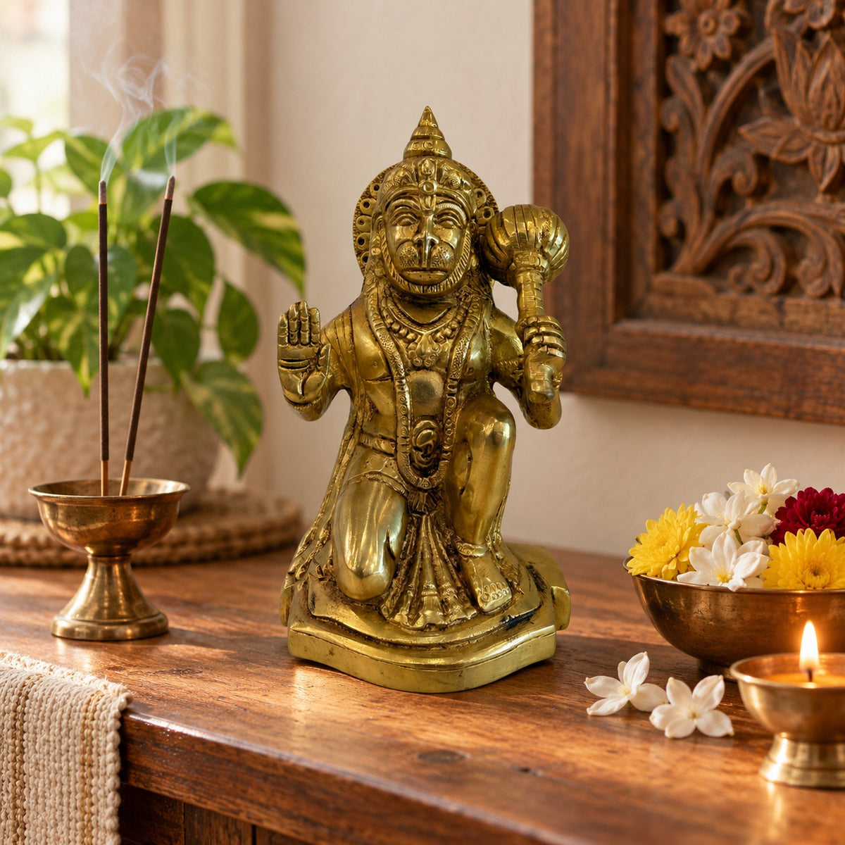 Brass Hanuman Statue - Large room decor idea