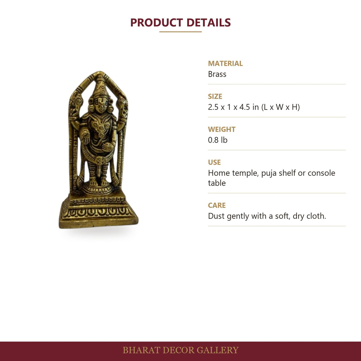 Brass Kali Mata Statue - Medium - size and details
