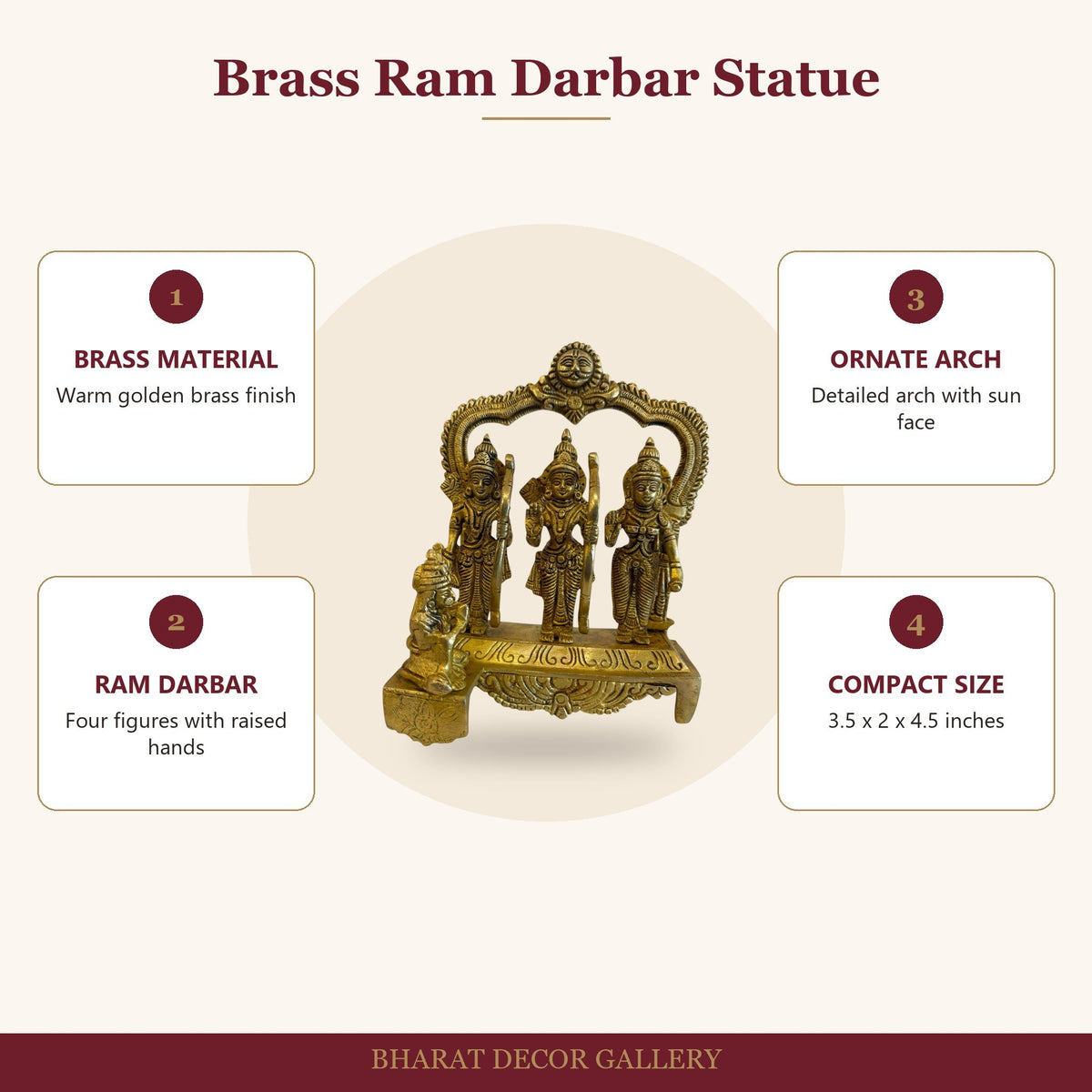 Brass Ram Darbar Statue - Large - features
