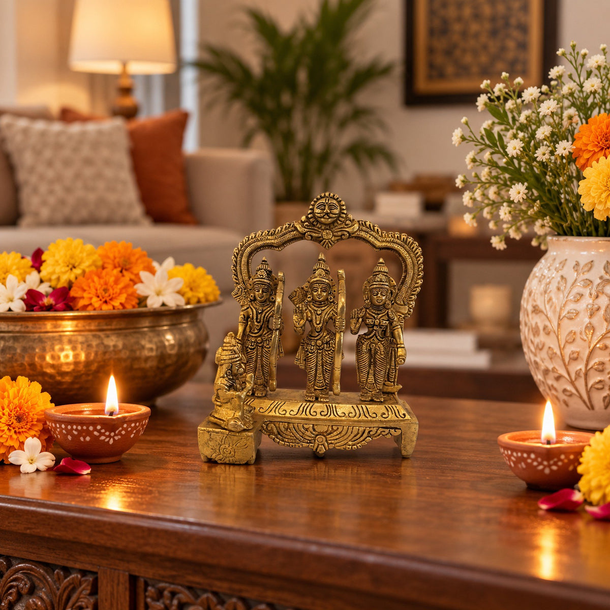 Brass Ram Darbar Statue - Large room decor idea