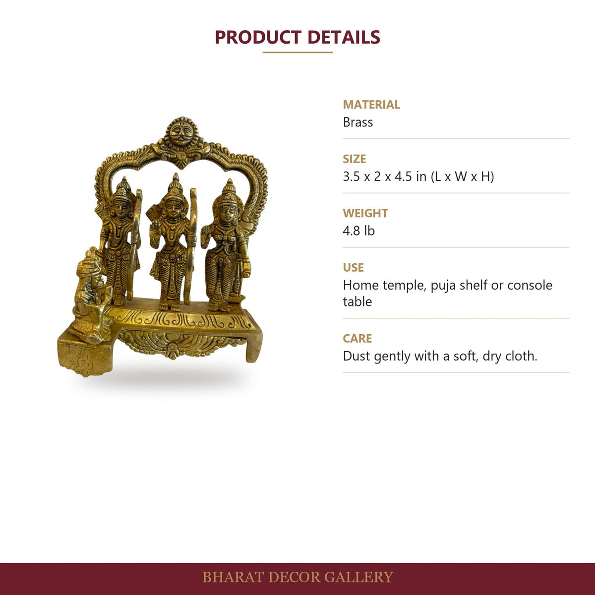 Brass Ram Darbar Statue - Large - size and details