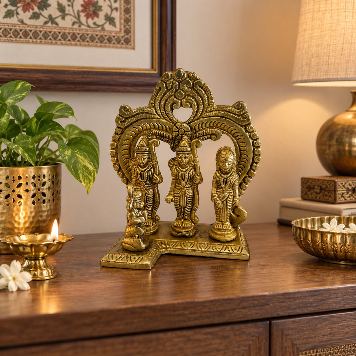 Brass Ram Darbar Statue - Medium room decor idea
