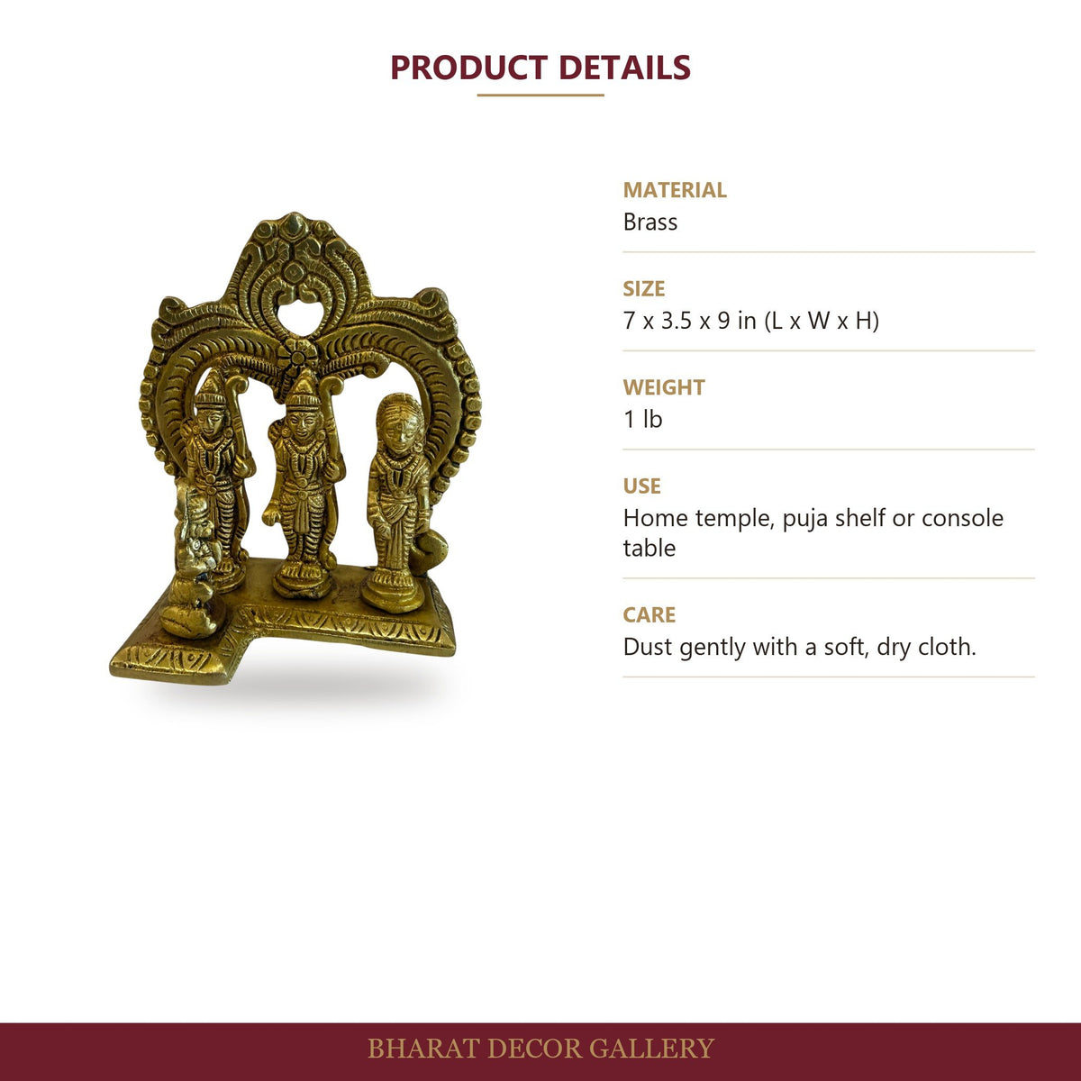 Brass Ram Darbar Statue - Medium - size and details