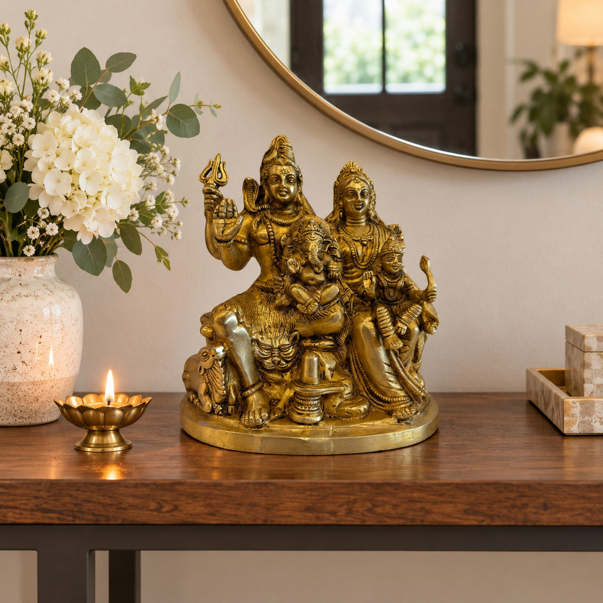 Brass Shiv Parivar Statue - Large room decor idea