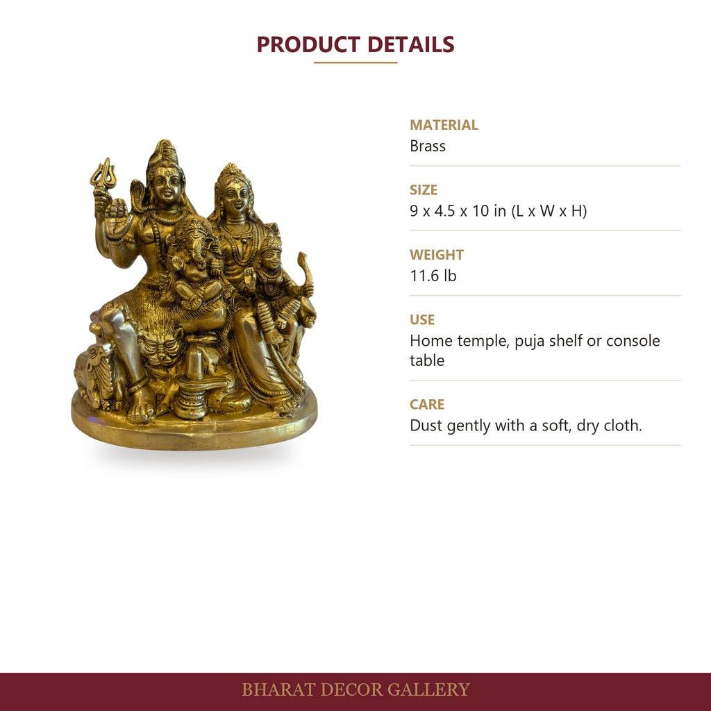 Brass Shiv Parivar Statue - Large - size and details