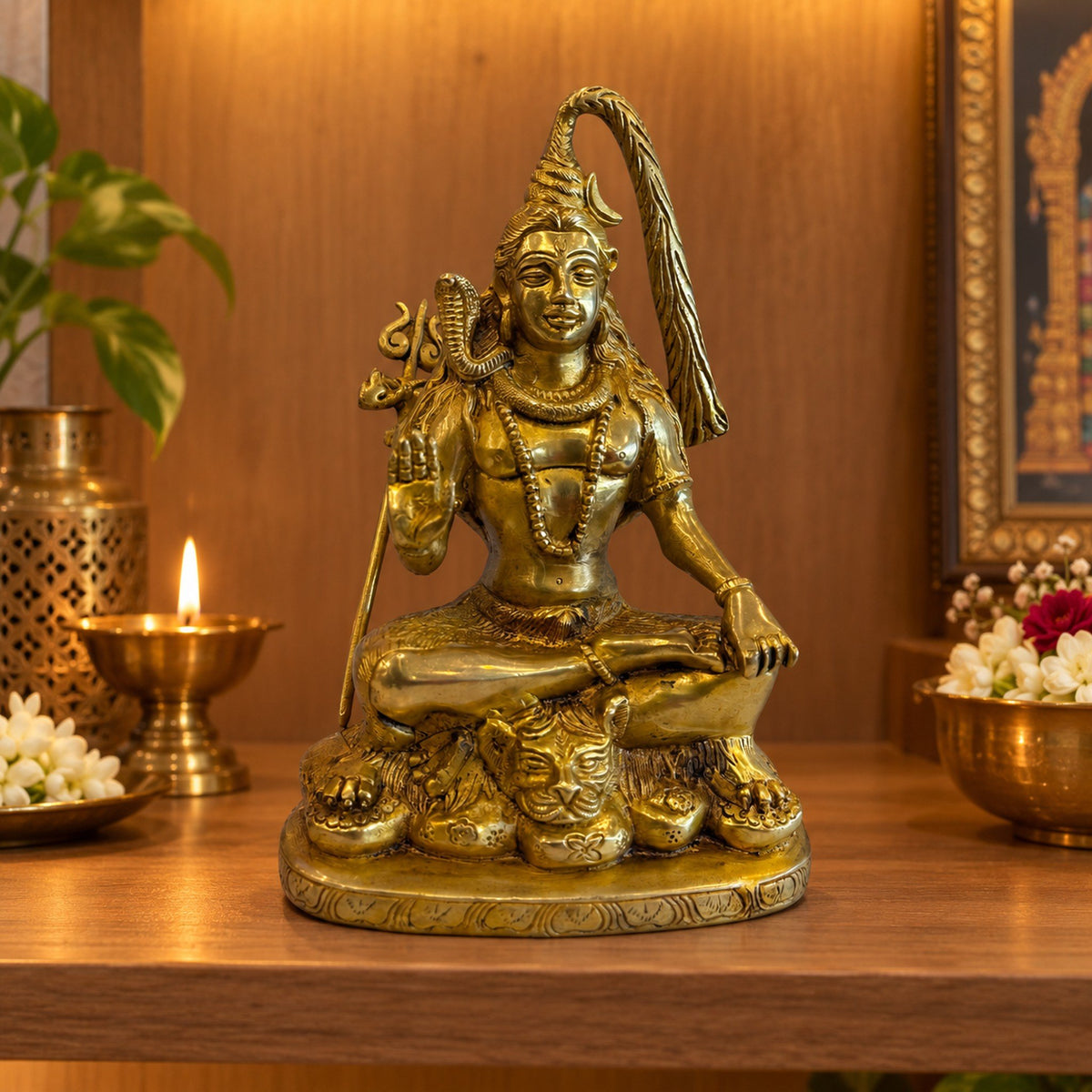 Brass Shiva Statue - Large displayed in a home setting